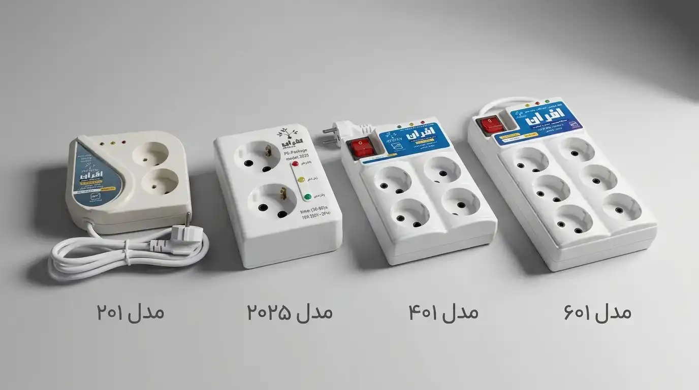 مقایسه ظاهر محافظهای برق افران مدل ۲۰۱، ۲۰۲۵، ۴۰۱ و ۶۰۱.