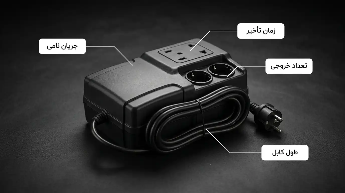 بررسی جریان نامی، زمان تأخیر و خروجیهای محافظ ولتاژ افران الکتریک.